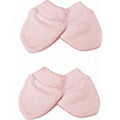 Pink - Side - Baby Newborn 100% Cotton Elasticated Scratch Mittens (Pack Of 2 Pairs)