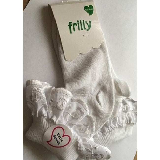 White - Back - Baby-Girls Cotton Rich Lace Frilly Top Socks With Floral Design (Pack Of 3)