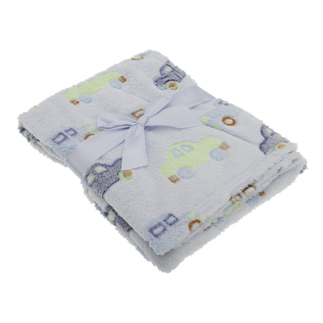 Blue - Front - Baby Boys Car And Truck Supersoft Wrap Fleece Blanket