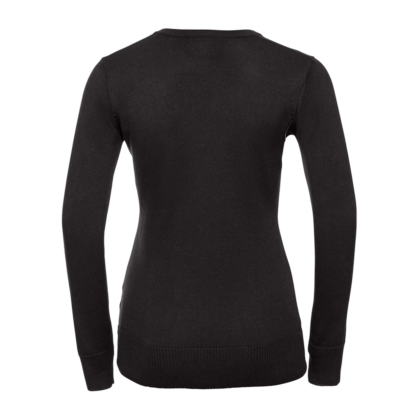 Charcoal Marl - Back - Russell Collection Ladies-Womens V-Neck Knitted Pullover Sweatshirt