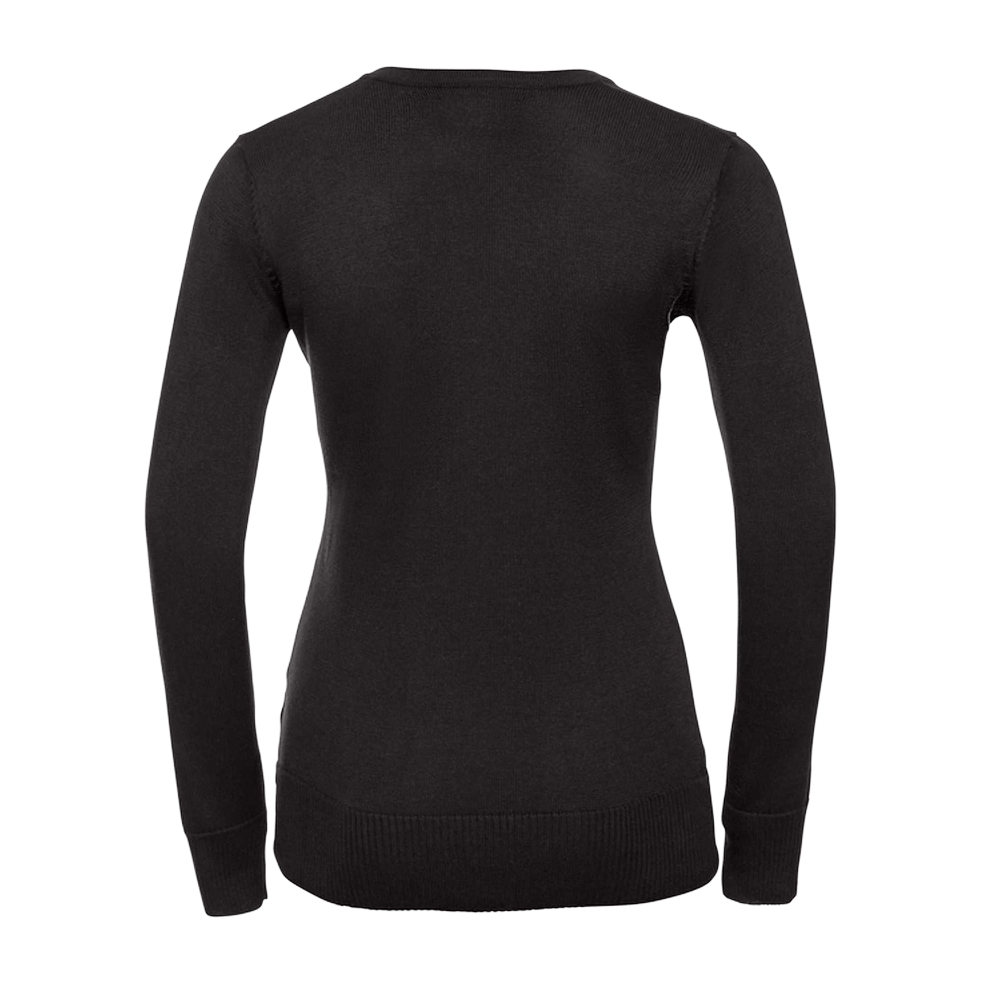 Charcoal Marl - Back - Russell Collection Ladies-Womens V-Neck Knitted Pullover Sweatshirt