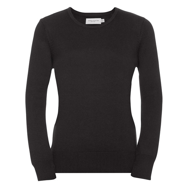 Charcoal Marl - Front - Russell Collection Ladies-Womens V-Neck Knitted Pullover Sweatshirt
