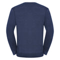 Denim Marl - Back - Russell Collection Mens V-Neck Knitted Pullover Sweatshirt