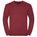 Cranberry Marl - Front - Russell Collection Mens V-Neck Knitted Pullover Sweatshirt