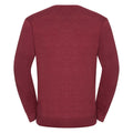 Cranberry Marl - Back - Russell Collection Mens V-Neck Knitted Pullover Sweatshirt