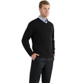 Black - Back - Russell Collection Mens V-Neck Knitted Pullover Sweatshirt