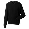 Black - Side - Russell Collection Mens V-Neck Knitted Pullover Sweatshirt