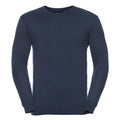 French Navy - Front - Russell Collection Mens V-Neck Knitted Pullover Sweatshirt