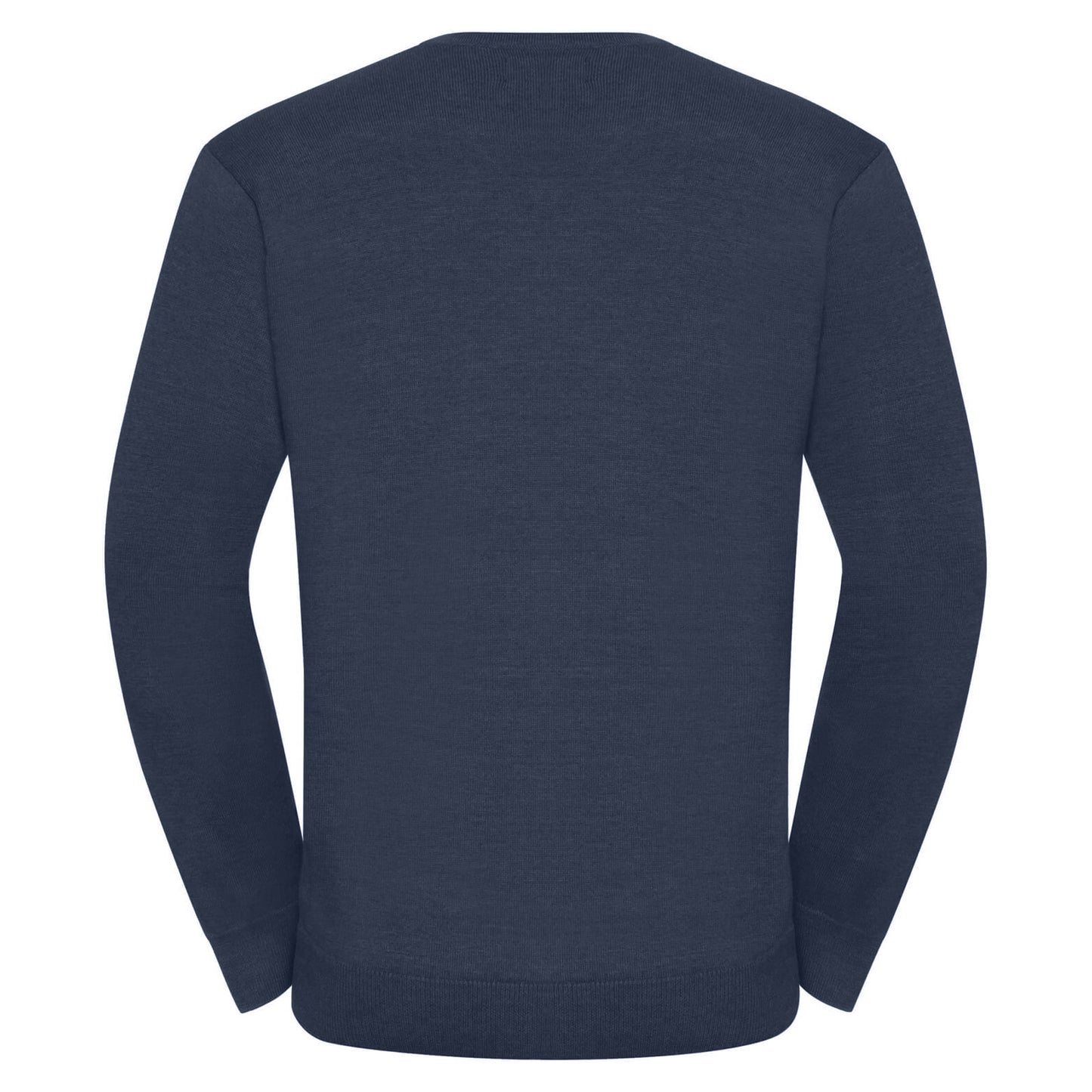 French Navy - Back - Russell Collection Mens V-Neck Knitted Pullover Sweatshirt