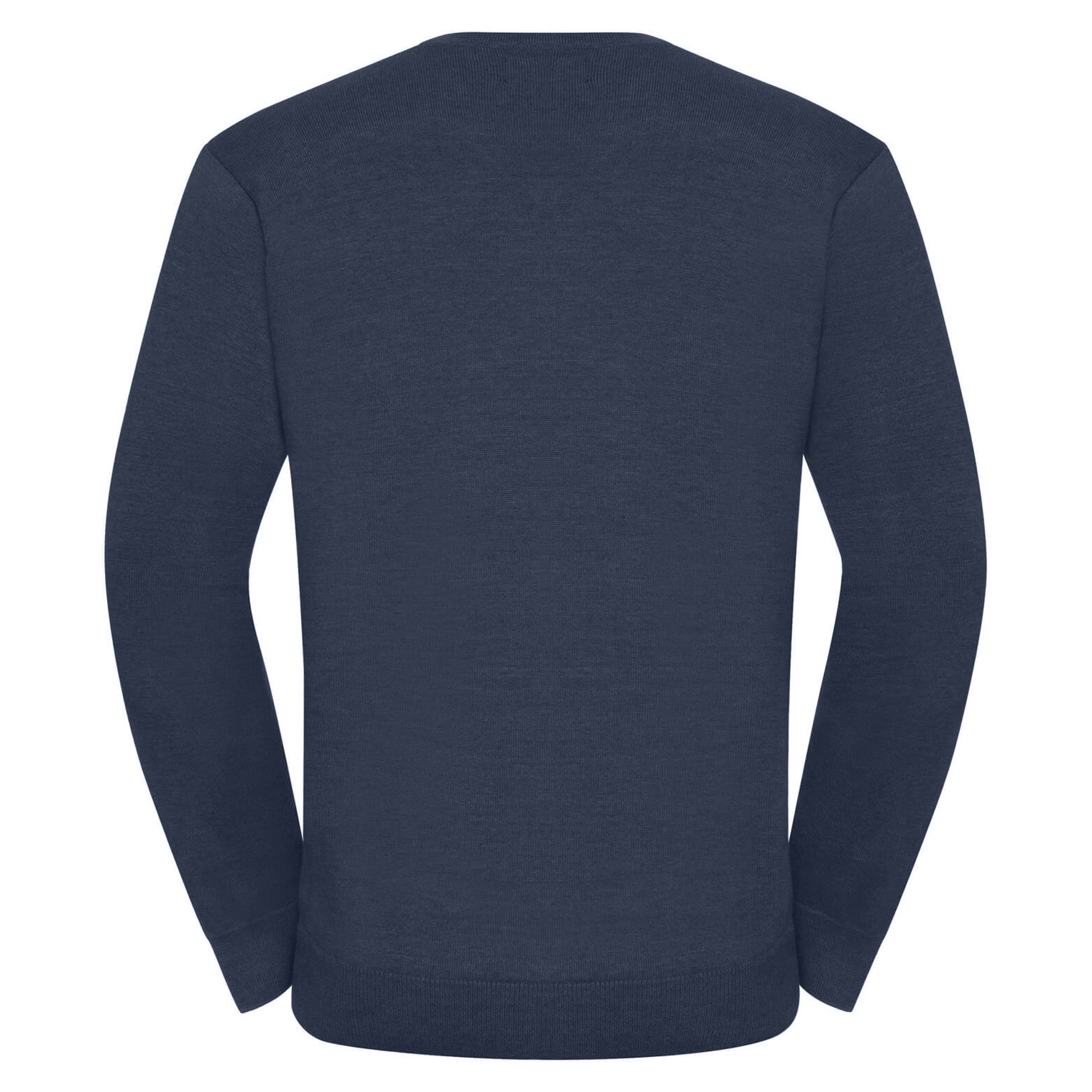 French Navy - Back - Russell Collection Mens V-Neck Knitted Pullover Sweatshirt