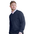 French Navy - Side - Russell Collection Mens V-Neck Knitted Pullover Sweatshirt