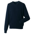 French Navy - Lifestyle - Russell Collection Mens V-Neck Knitted Pullover Sweatshirt