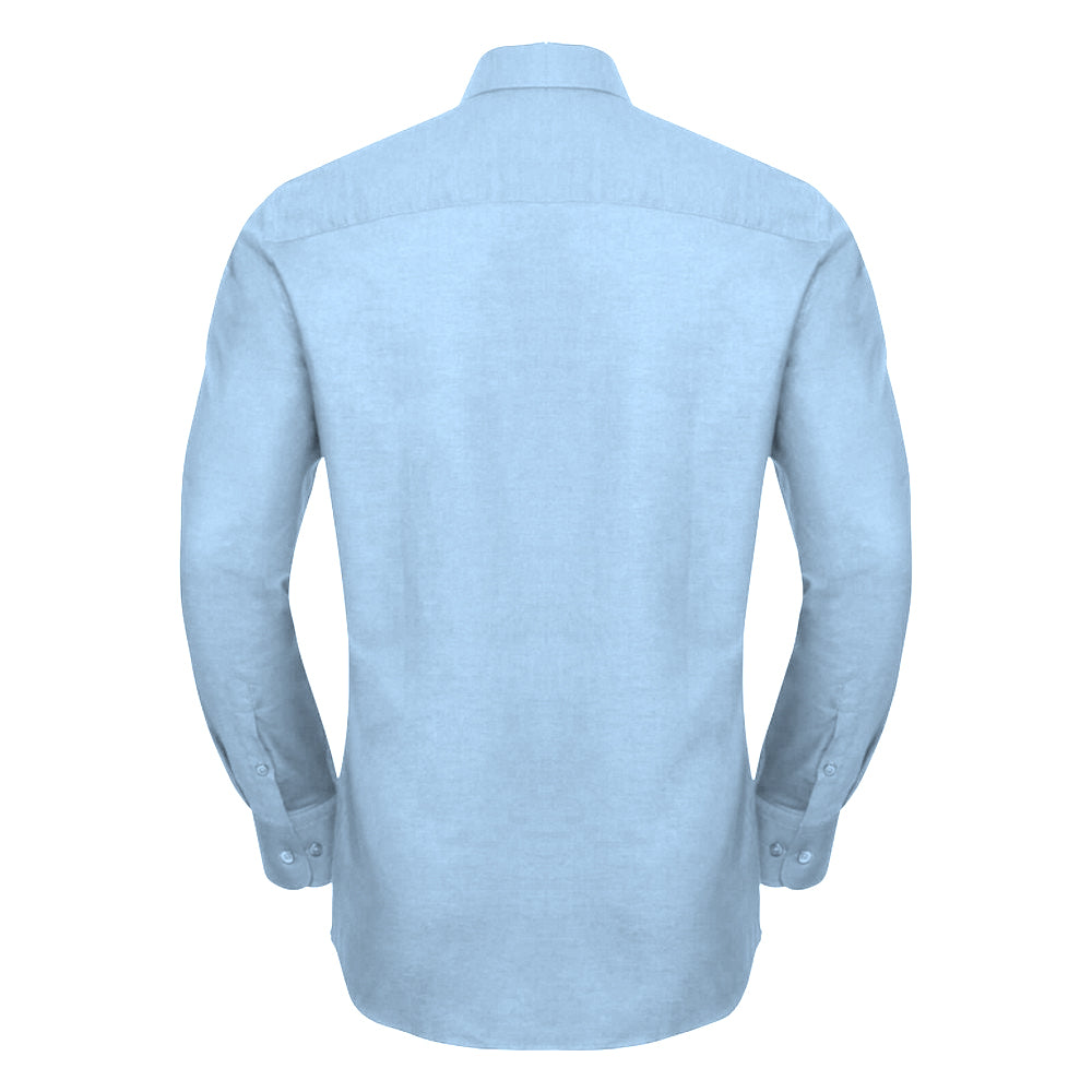 Oxford Blue - Back - Russell Collection Mens Long Sleeve Easy Care Tailored Oxford Shirt