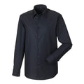 Black - Side - Russell Collection Mens Long Sleeve Easy Care Tailored Oxford Shirt