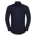 Bright Navy - Front - Russell Collection Mens Long Sleeve Easy Care Tailored Oxford Shirt