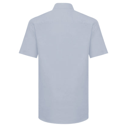 Oxford Blue - Back - Russell Collection Mens Short Sleeve Easy Care Tailored Oxford Shirt