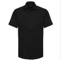 Black - Front - Russell Collection Mens Short Sleeve Easy Care Tailored Oxford Shirt