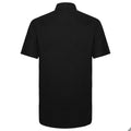 Black - Back - Russell Collection Mens Short Sleeve Easy Care Tailored Oxford Shirt