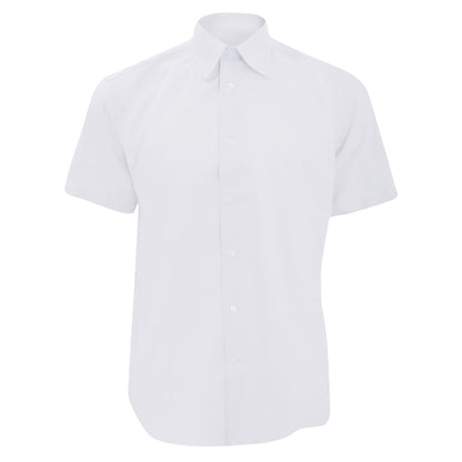White - Front - Russell Collection Mens Short Sleeve Easy Care Tailored Oxford Shirt