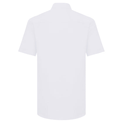 White - Back - Russell Collection Mens Short Sleeve Easy Care Tailored Oxford Shirt