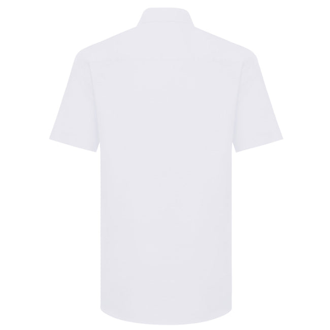 White - Back - Russell Collection Mens Short Sleeve Easy Care Tailored Oxford Shirt