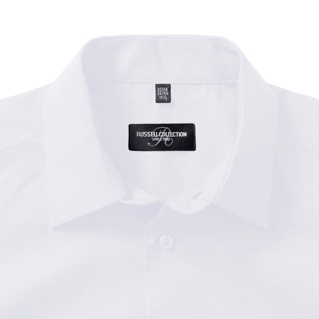 White - Lifestyle - Russell Collection Mens Short Sleeve Easy Care Tailored Oxford Shirt