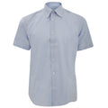 Oxford Blue - Front - Russell Collection Mens Short Sleeve Easy Care Tailored Oxford Shirt