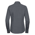 Convoy Grey - Back - Russell Collection Ladies-Womens Long Sleeve Poly-Cotton Easy Care Fitted Poplin Shirt