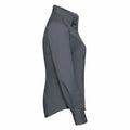 Convoy Grey - Side - Russell Collection Ladies-Womens Long Sleeve Poly-Cotton Easy Care Fitted Poplin Shirt