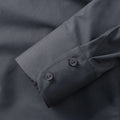 Convoy Grey - Close up - Russell Collection Ladies-Womens Long Sleeve Poly-Cotton Easy Care Fitted Poplin Shirt