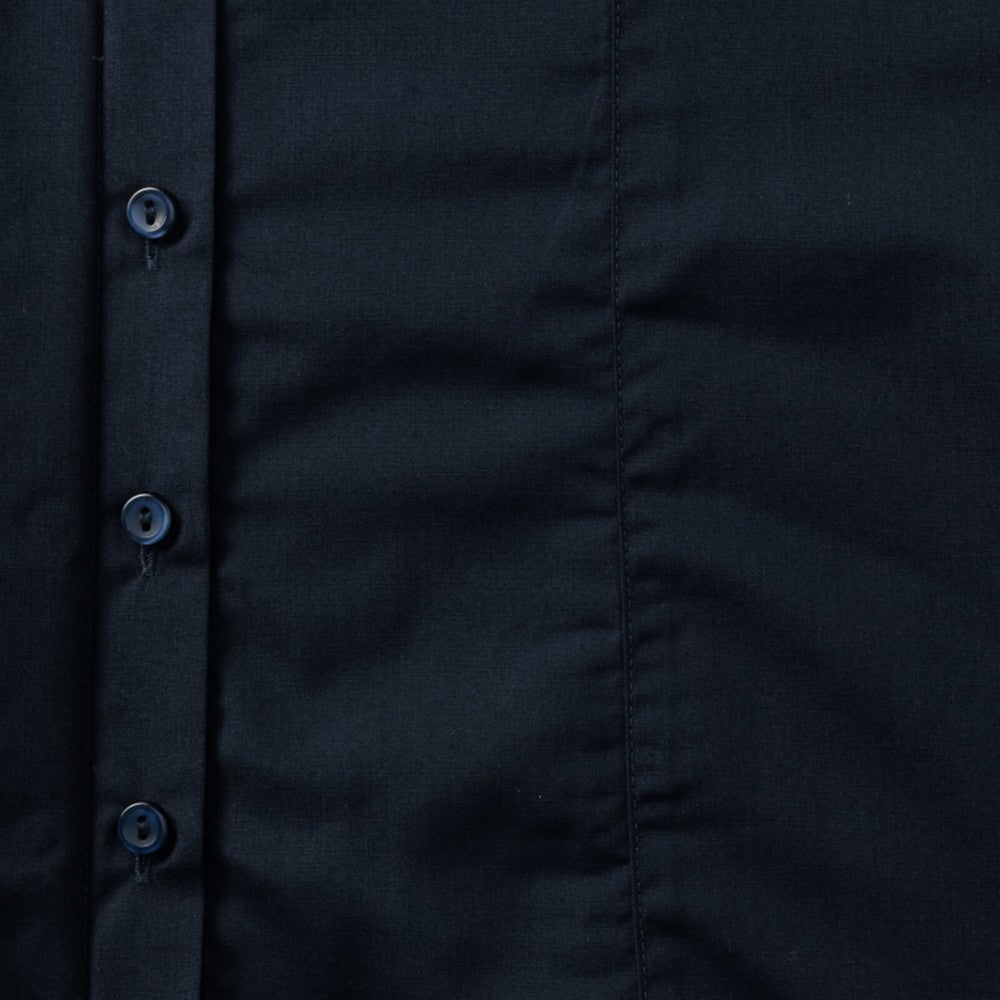 French Navy - Pack Shot - Russell Collection Ladies-Womens Long Sleeve Poly-Cotton Easy Care Fitted Poplin Shirt