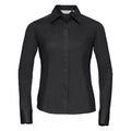 Black - Front - Russell Collection Ladies-Womens Long Sleeve Poly-Cotton Easy Care Fitted Poplin Shirt