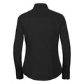Black - Back - Russell Collection Ladies-Womens Long Sleeve Poly-Cotton Easy Care Fitted Poplin Shirt