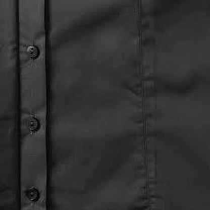 Black - Pack Shot - Russell Collection Ladies-Womens Long Sleeve Poly-Cotton Easy Care Fitted Poplin Shirt