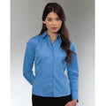 Corporate Blue - Back - Russell Collection Ladies-Womens Long Sleeve Poly-Cotton Easy Care Fitted Poplin Shirt