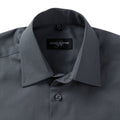 Convoy Grey - Lifestyle - Russell Collection Mens Long Sleeve Poly-Cotton Easy Care Tailored Poplin Shirt
