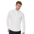 White - Back - Russell Collection Mens Long Sleeve Poly-Cotton Easy Care Tailored Poplin Shirt
