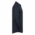 French Navy - Side - Russell Collection Mens Long Sleeve Poly-Cotton Easy Care Tailored Poplin Shirt