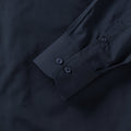 French Navy - Close up - Russell Collection Mens Long Sleeve Poly-Cotton Easy Care Tailored Poplin Shirt