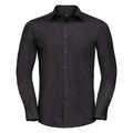 Black - Front - Russell Collection Mens Long Sleeve Poly-Cotton Easy Care Tailored Poplin Shirt