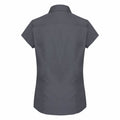 Convoy Grey - Back - Russell Collection Ladies Cap Sleeve Polycotton Easy Care Fitted Poplin Shirt