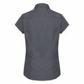 Convoy Grey - Back - Russell Collection Ladies Cap Sleeve Polycotton Easy Care Fitted Poplin Shirt