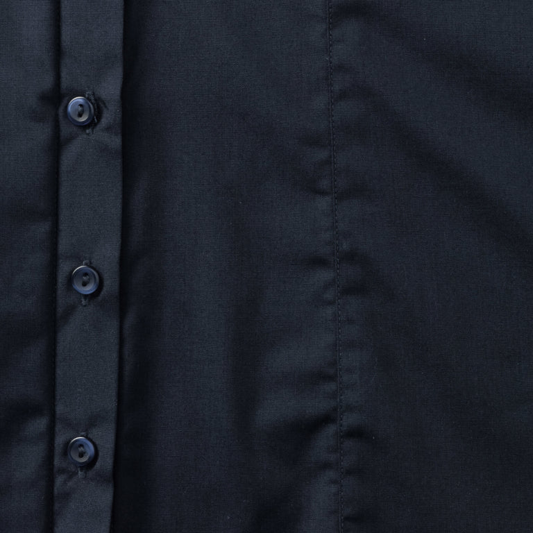 French Navy - Pack Shot - Russell Collection Ladies Cap Sleeve Polycotton Easy Care Fitted Poplin Shirt