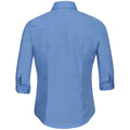Corporate Blue - Back - Russell Collection Ladies 3-4 Sleeve Poly-Cotton Easy Care Fitted Poplin Shirt