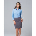 Oxford Blue - Close up - Russell Collection Ladies-Womens Long Sleeve Easy Care Oxford Shirt