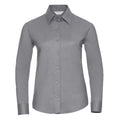 Silver - Front - Russell Collection Ladies-Womens Long Sleeve Easy Care Oxford Shirt