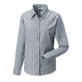 Silver - Side - Russell Collection Ladies-Womens Long Sleeve Easy Care Oxford Shirt