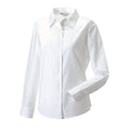 White - Back - Russell Collection Ladies-Womens Long Sleeve Easy Care Oxford Shirt