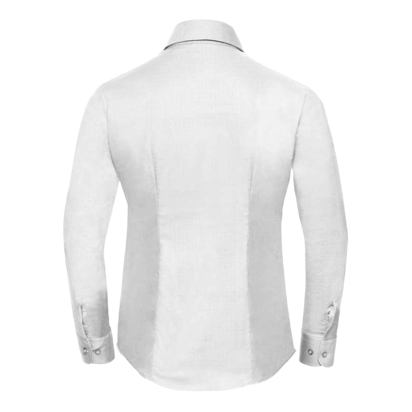 White - Back - Russell Collection Ladies-Womens Long Sleeve Easy Care Oxford Shirt