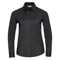Black - Front - Russell Collection Ladies-Womens Long Sleeve Easy Care Oxford Shirt